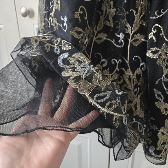 Geode Formal Black Gold Sheer Panel Dress Size XL - Picture 3 of 11
